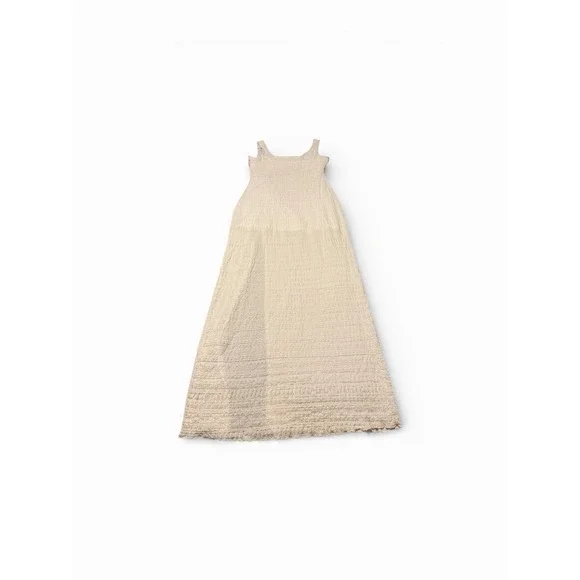 No Comment White Smocked Midi Dress Sleeveless Lined Size L Beach‎ Boho Summer - Picture 6 of 6